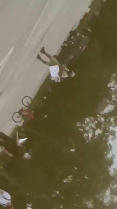 they tried to KNEE a womans neck then gassed the person recording for asking them to STOP. How is this peaceful? Neither did a thing but practice their right to speak. This is someones family.