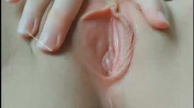 Want to see me spread my pussy and cum? Here's a lil gif of me cumming after edging. Free downloadable full vid when you join my onlyfans!