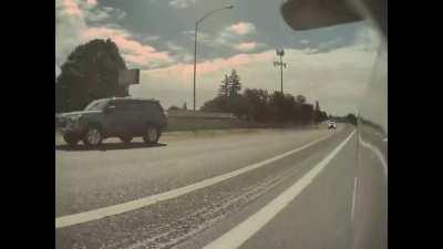 Close call...looks like he got pulled over but he sped off