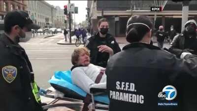 Elderly Asian American woman fights back.