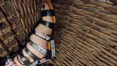 My sweaty foot in my sandals 