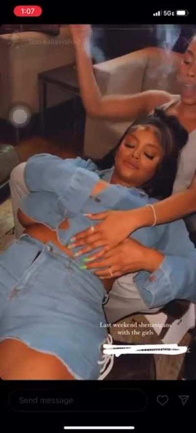 Friends playing with them tits