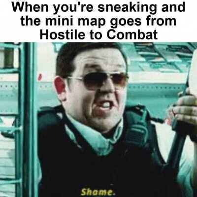 When you're sneaking and the mini map goes from Hostile to Combat