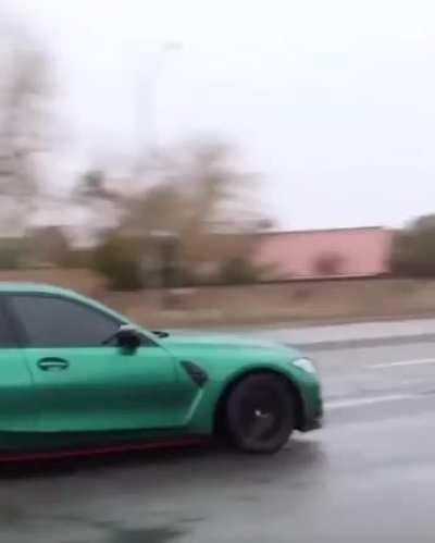 BMW M3 does everything in its power to try and prevent its terrible driver from crashing