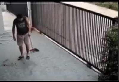 Guy misplaces his broom.