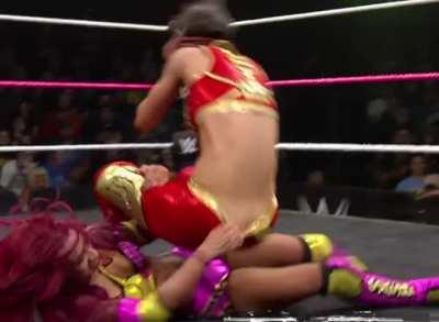 Bayley's ass crack slip (HQ Upscaled Gif)