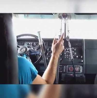 Driving a manual rig.