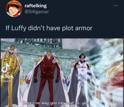 Plot armor has saved Luffy do many times lol