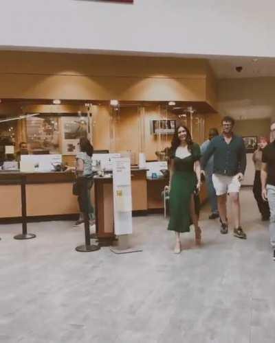 Nina ig walking out to meet fans