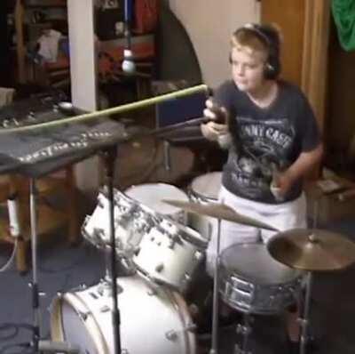 WCGW being distracted around a drum set
