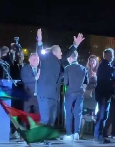 Zsolt Hegedus, the leading candidate to become the new Health Minister of Hungary, is celebrating their victory over Victor Orban