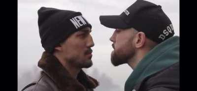 Teofimo Lopez tries to scare Sandor Martin during a face-off (sound on). They fight this Saturday, December 10th.