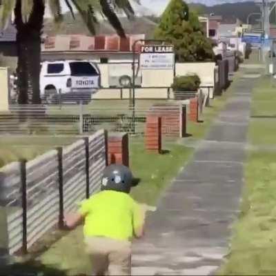 This boy was scooting for his life