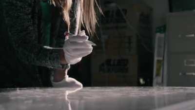 Drawing on 60 layered glass panels to create this effect with light