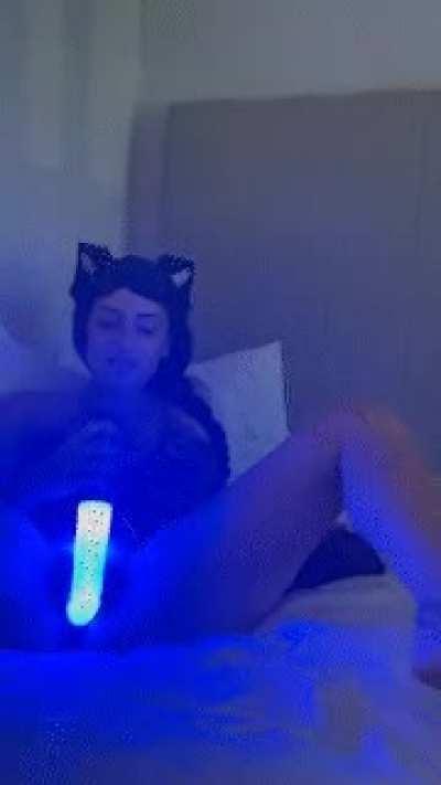 Princess Leia with lightsaber by Kittydmarie