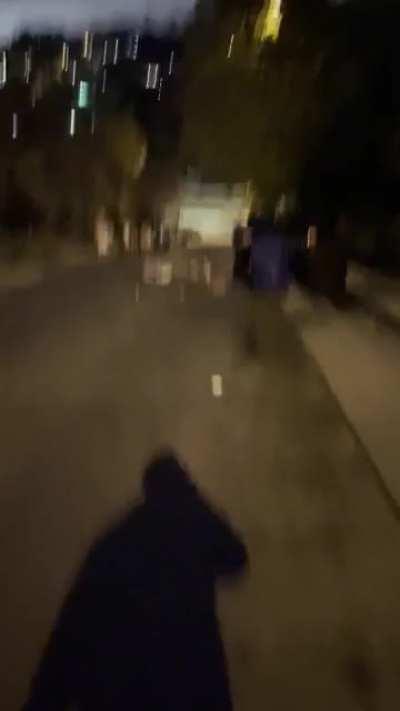 Aftermath of the flying Tesla, as filmed by neighbors.