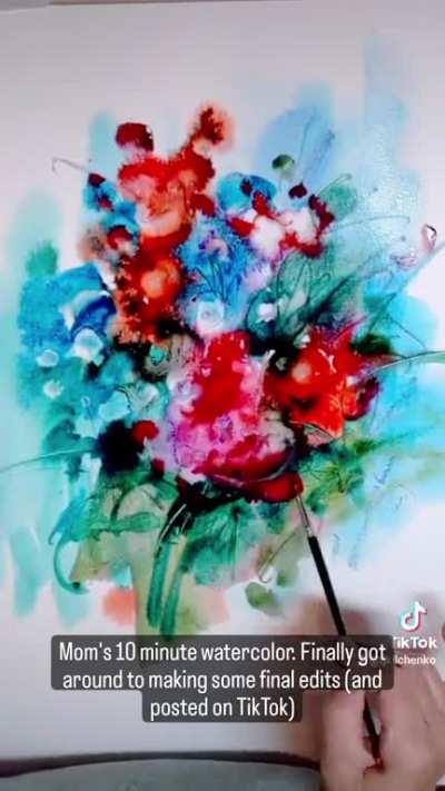 What decades of practice looks like. Mom's watercolor making sped up