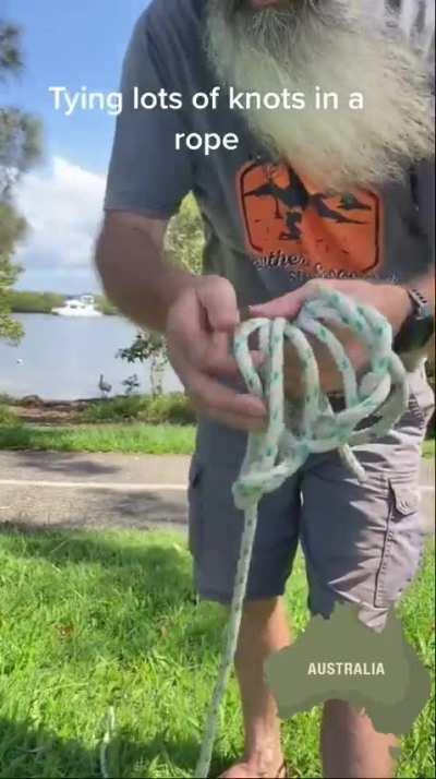 Tying A Lot of Knots In One Rope Quickly and Easily