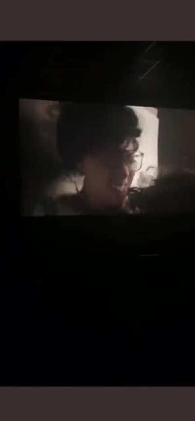 Me performing an exorcism on Lady Gaga but we are standing on top of a very woobly chair