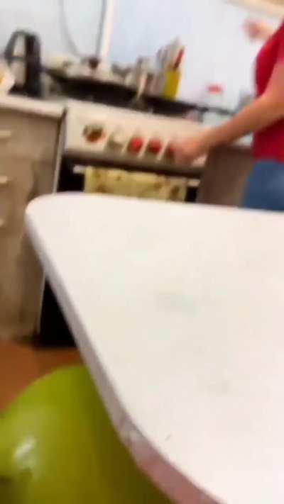 She is right to use that pan for him.