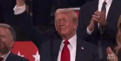 Donald Trump blows a kiss to Hulk Hogan during his speech at the Republican National Convention
