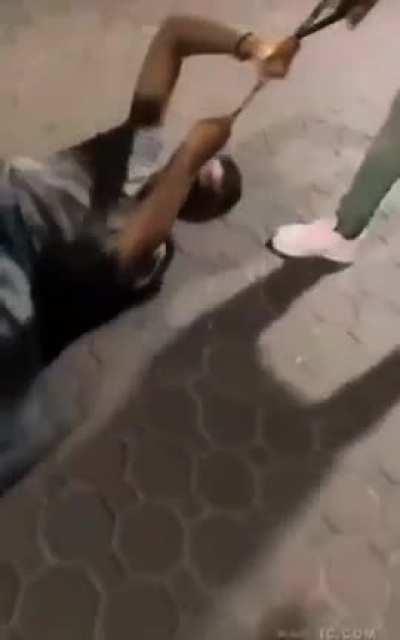 [NSFW]Man accused of beating dog, gets chained up and treated the same way