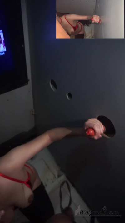 Stroking random cocks at the gloryhole like the greedy slut I am.