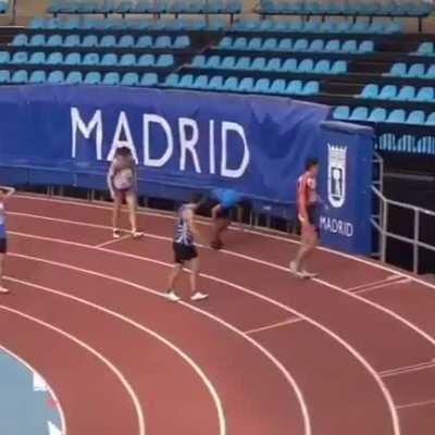 Winning a running race