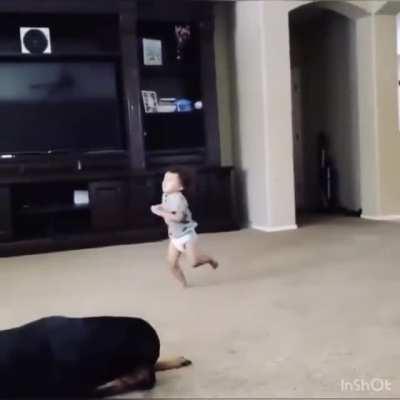 Lil man was running for his life