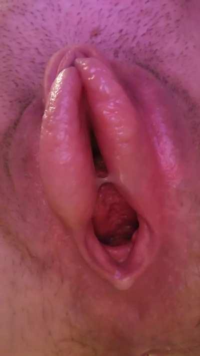 her swollen pumped pussy gaping and dripping it's hard earned creampie