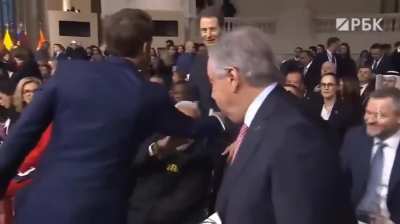 PM Modi greeted by 'friend' Macron in France