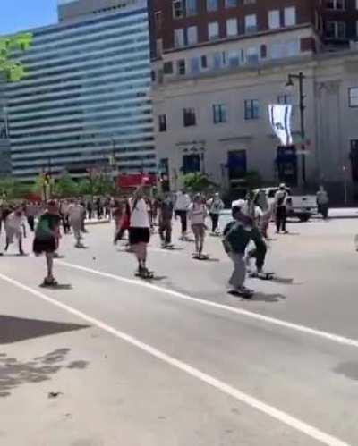 Philly skaters showed up today to say Fuck The Police...