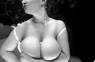 Pillowy tits make him EXPLODE