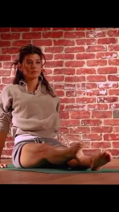 Warming up before her workout