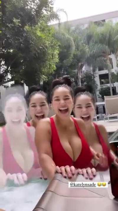 Katelyn with her bombs in the pool