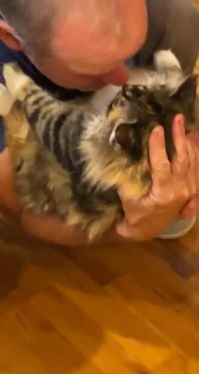 What he called the &ldquo;ultimate kitty massage&rdquo; she demands this every day.