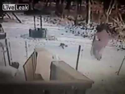 Kicking snow at a cat…