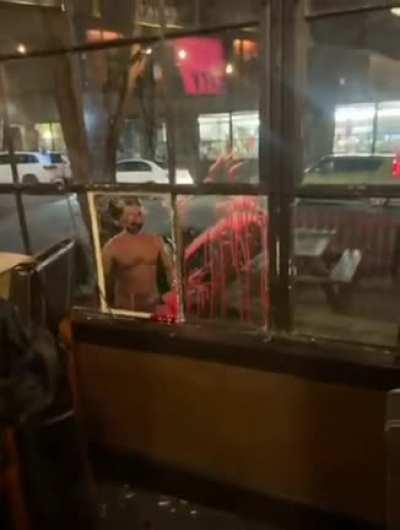 man punching window hits major artery