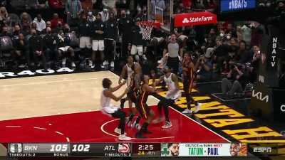 [Highlight] KD rejects Trae Young's layup on the fastbreak and races up the court for a quick midrange to put the Nets up 5