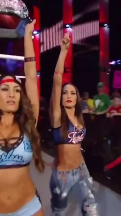 Nikki and brie making their way to the ring to peg me publicly