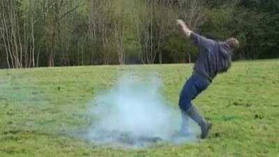 Who wouldn't blow up a cow pie in their own face to make the bros laugh?