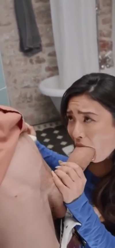 Rae’s slutty asian face is made for danny’s big white cock