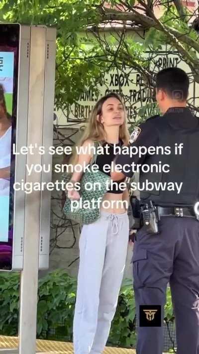 Karen get’s attitude check for not paying subway entry + smoking on the train platform