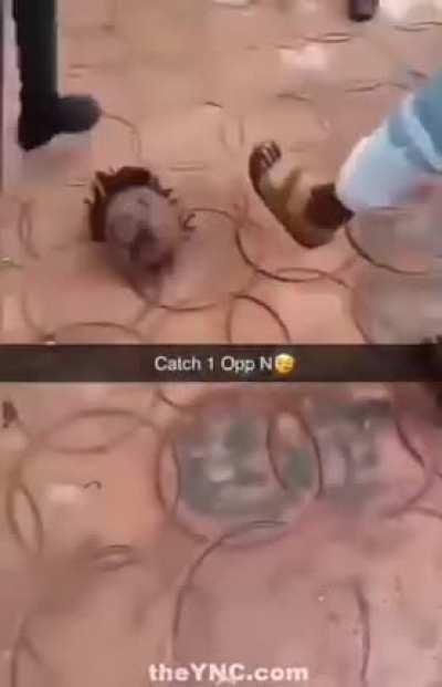 Playing football with a human head