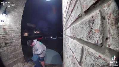 Kid rolls his ankle immediately after helping himself to a bowl of candy