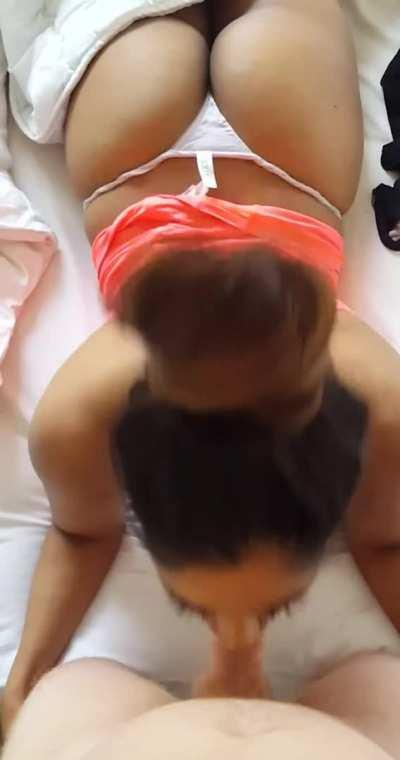 Great view while getting his dick sucked