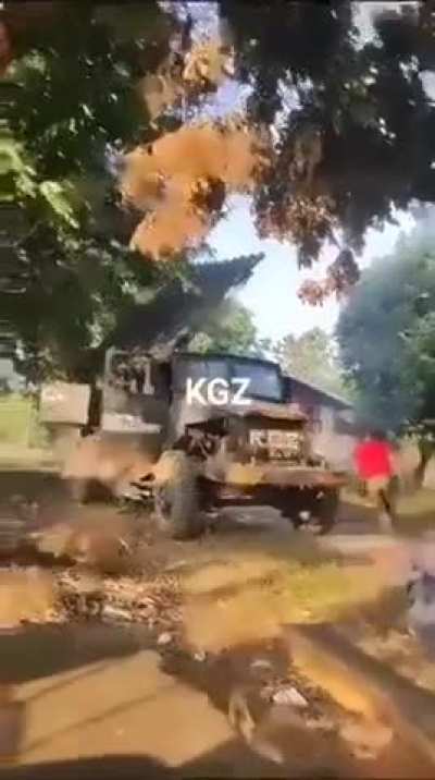 Karenni homemade MRLS being fired at junta forces in Myanmar