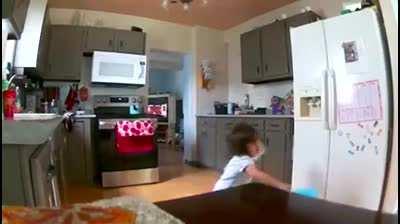 Something invisible tries to snatch her toy from her (not sure about source)