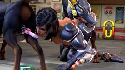 Pharah and Mercy with dogs (Blueberg) [Overwatch]