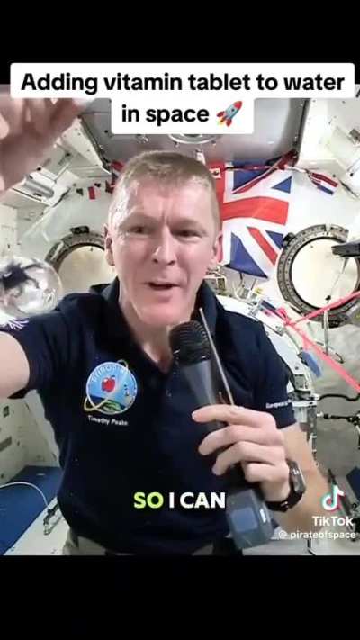 Putting a fizzy tablet into water floating in zero G